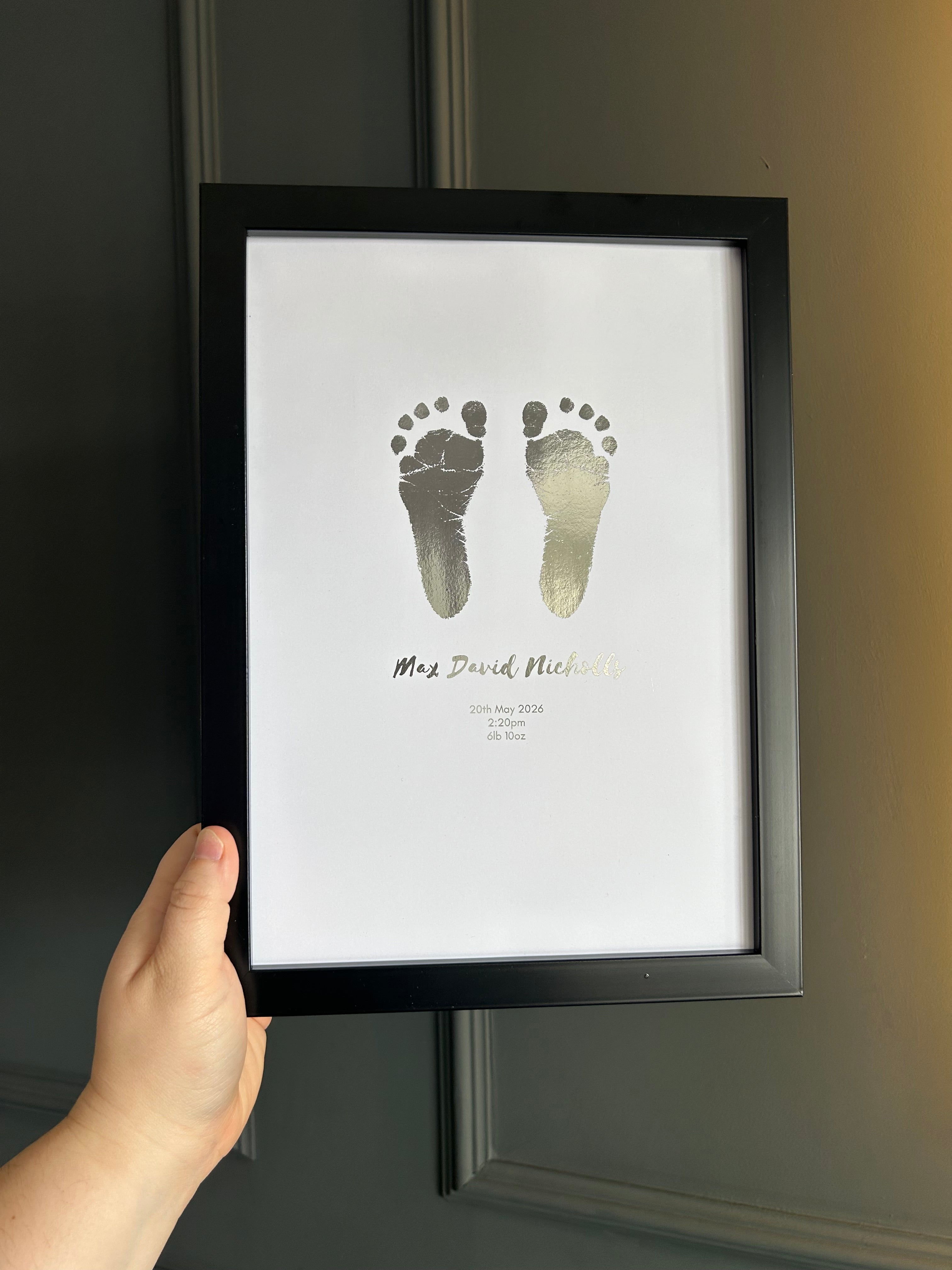 A4 Personalised Baby Hand & Footprint Foil Print