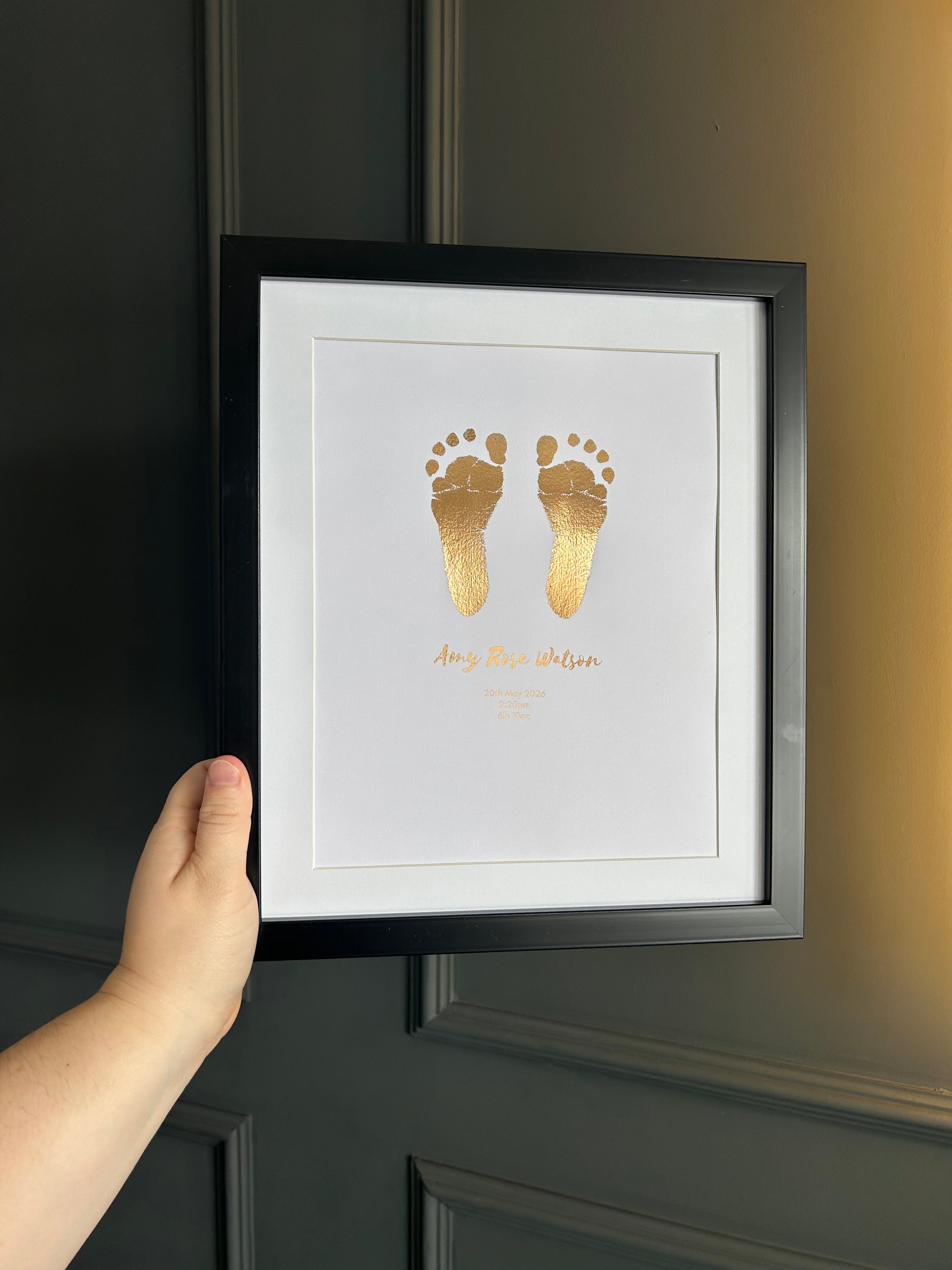 A4 Personalised Baby Hand & Footprint Foil Print